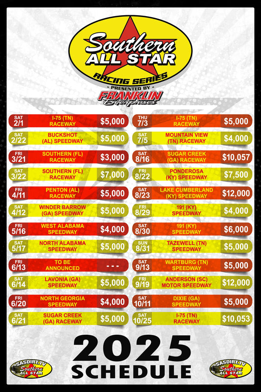 Southern All Star Dirt Racing Series Releases Full Schedule and Points Structure for 2025 Season