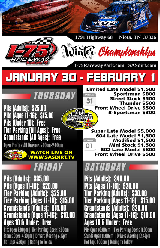 Cold Weather Forecast Pushes I-75 Raceway Winter Championships to January 30-February 1