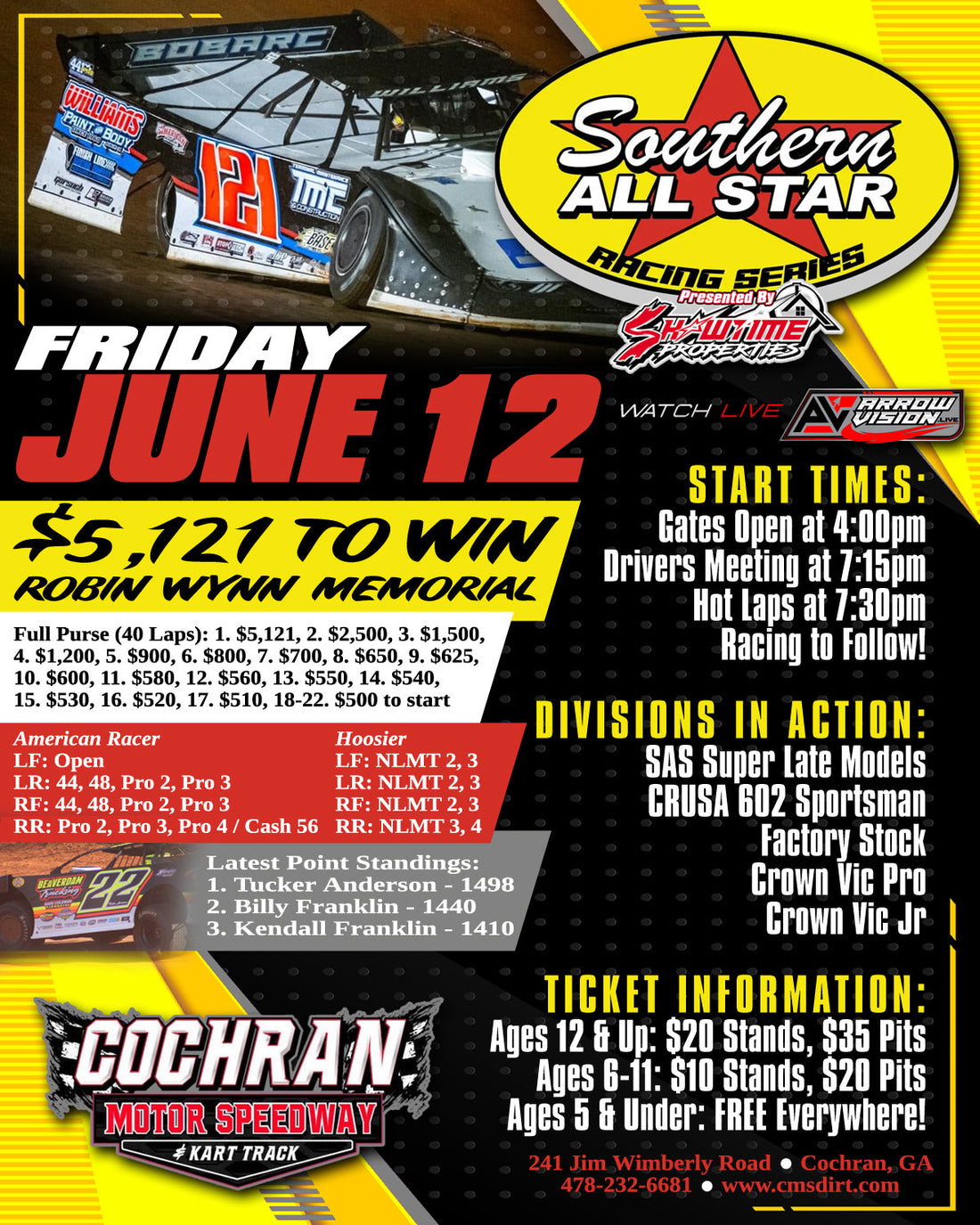 SAS Visits Cochran Motor Speedway on Friday for Robin Wynn Memorial