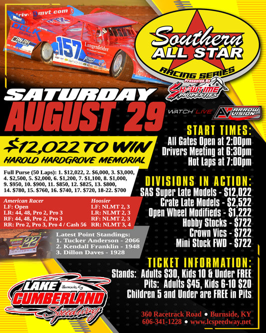$12,022 to Win Harold Hardgrove Memorial Set for Lake Cumberland Speedway