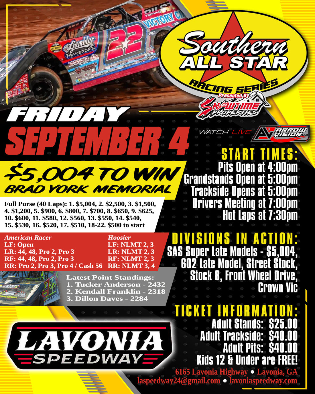 Brad York Memorial Goes Off This Friday at Lavonia Speedway