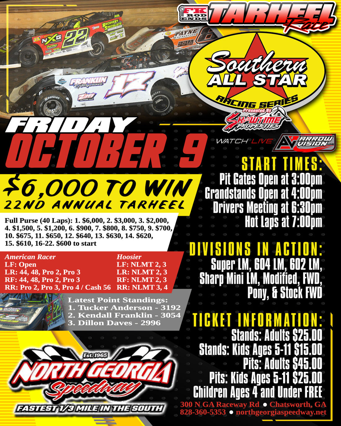 Tarheel Race Slated for Friday, October 9 at North Georgia Speedway