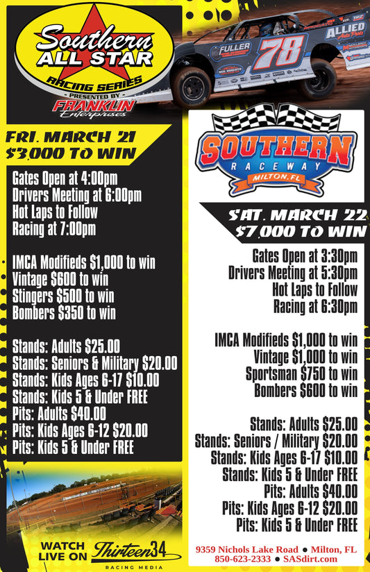 Doubleheader at Southern Raceway Next for the Southern All Star Dirt Racing Series